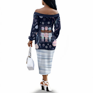Black Nutcracker Magic Christmas Off The Shoulder Long Sleeve Dress African American Pastel Snowflake Winter