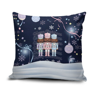 Black Nutcracker Magic Christmas Pillow Cover African American Pastel Snowflake Winter