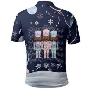 Black Nutcracker Magic Christmas Polo Shirt African American Pastel Snowflake Winter