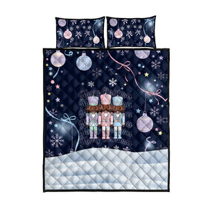 Black Nutcracker Magic Christmas Quilt Bed Set African American Pastel Snowflake Winter