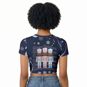 Black Nutcracker Magic Christmas Raglan Cropped T shirt African American Pastel Snowflake Winter