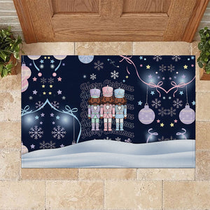 Black Nutcracker Magic Christmas Rubber Doormat African American Pastel Snowflake Winter