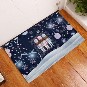 Black Nutcracker Magic Christmas Rubber Doormat African American Pastel Snowflake Winter