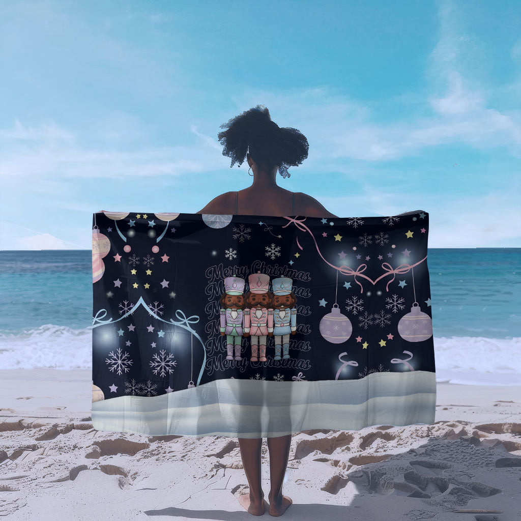 Black Nutcracker Magic Christmas Sarong African American Pastel Snowflake Winter