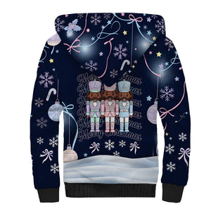 Black Nutcracker Magic Christmas Sherpa Hoodie African American Pastel Snowflake Winter