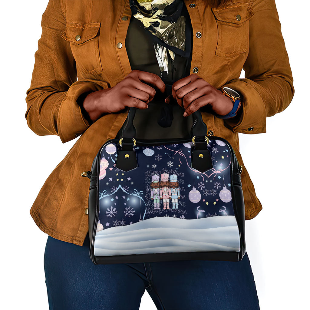 Black Nutcracker Magic Christmas Shoulder Handbag African American Pastel Snowflake Winter