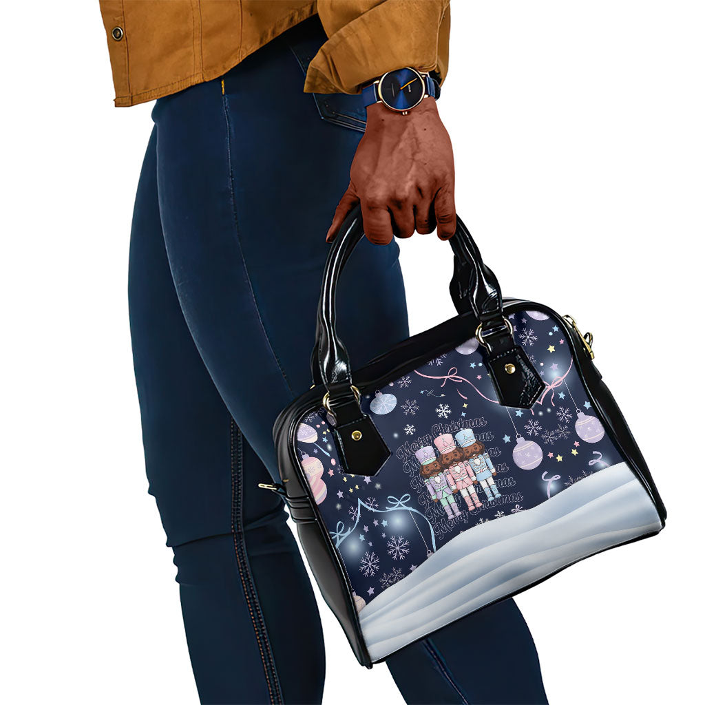 Black Nutcracker Magic Christmas Shoulder Handbag African American Pastel Snowflake Winter