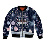 Black Nutcracker Magic Christmas Sleeve Zip Bomber Jacket African American Pastel Snowflake Winter