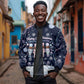 Black Nutcracker Magic Christmas Sleeve Zip Bomber Jacket African American Pastel Snowflake Winter
