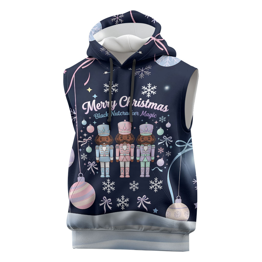 Black Nutcracker Magic Christmas Sleeveless Hoodie African American Pastel Snowflake Winter