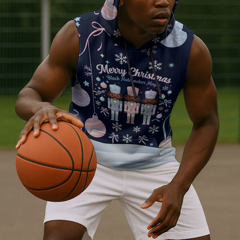 Black Nutcracker Magic Christmas Sleeveless Hoodie African American Pastel Snowflake Winter