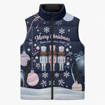 Black Nutcracker Magic Christmas Sleeveless Puffer Jacket African American Pastel Snowflake Winter