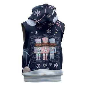 Black Nutcracker Magic Christmas Sleeveless Zip Hoodie African American Pastel Snowflake Winter