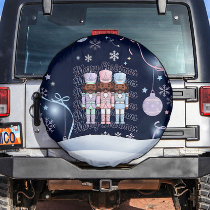 Black Nutcracker Magic Christmas Spare Tire Cover African American Pastel Snowflake Winter