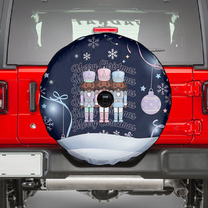 Black Nutcracker Magic Christmas Spare Tire Cover African American Pastel Snowflake Winter