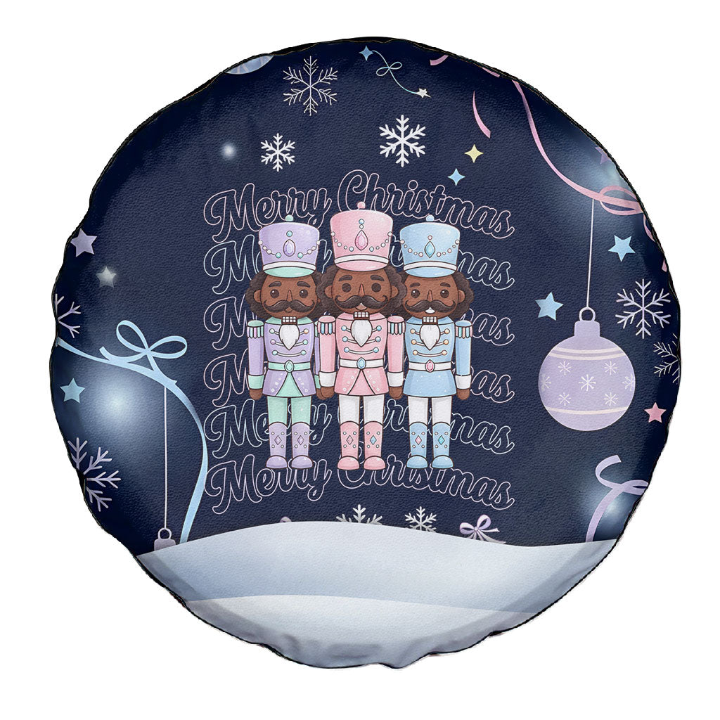 Black Nutcracker Magic Christmas Spare Tire Cover African American Pastel Snowflake Winter