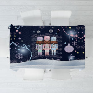 Black Nutcracker Magic Christmas Tablecloth African American Pastel Snowflake Winter
