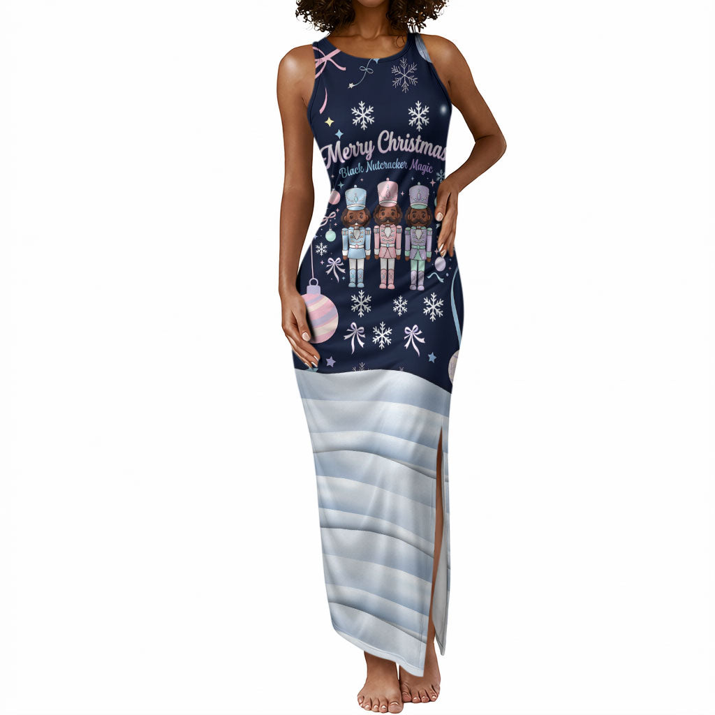Black Nutcracker Magic Christmas Tank Maxi Dress African American Pastel Snowflake Winter