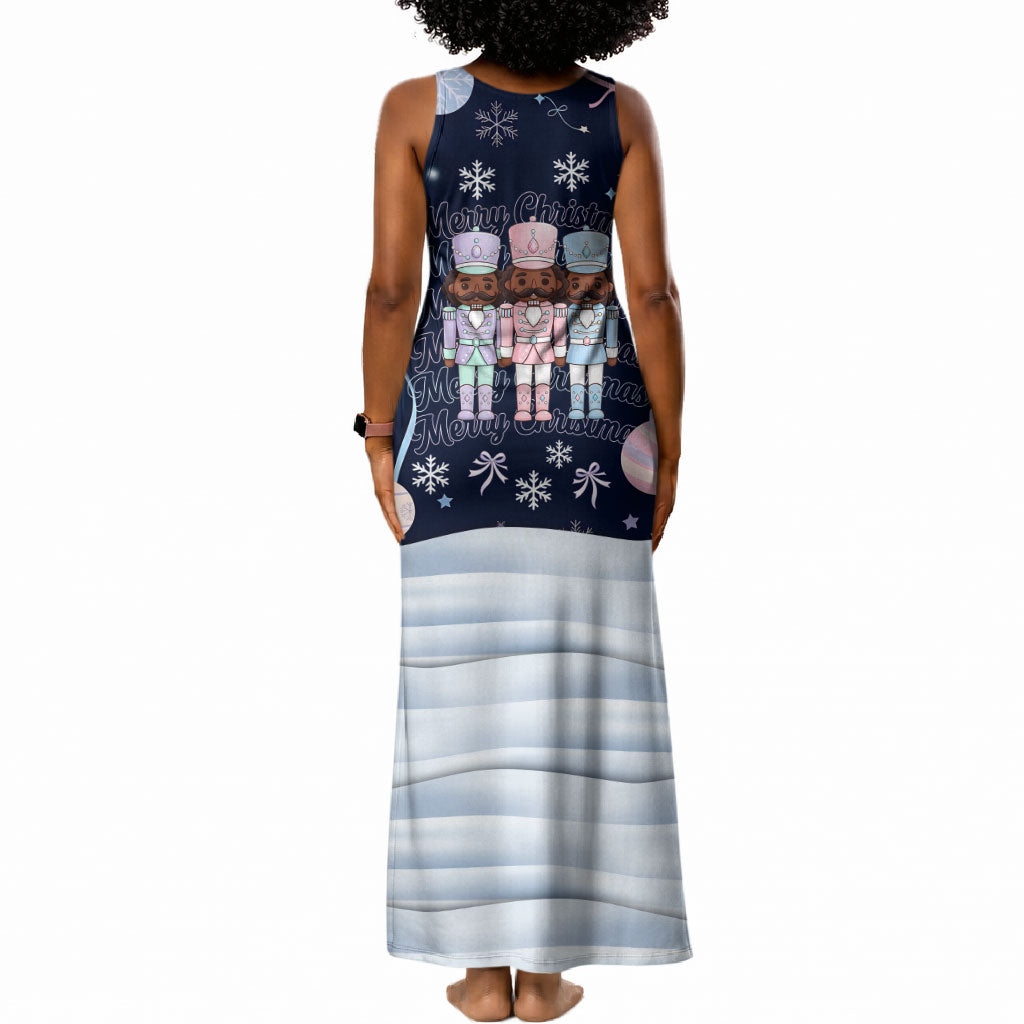 Black Nutcracker Magic Christmas Tank Maxi Dress African American Pastel Snowflake Winter