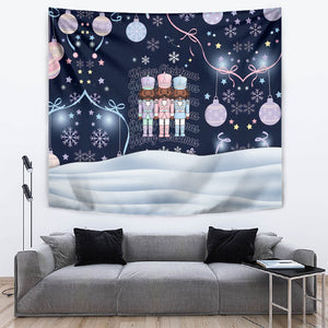 Black Nutcracker Magic Christmas Tapestry African American Pastel Snowflake Winter