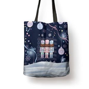 Black Nutcracker Magic Christmas Tote Bag African American Pastel Snowflake Winter
