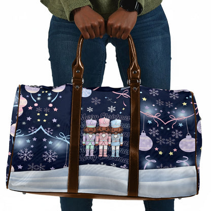 Black Nutcracker Magic Christmas Travel Bag African American Pastel Snowflake Winter