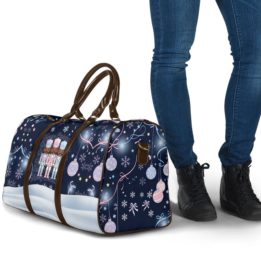 Black Nutcracker Magic Christmas Travel Bag African American Pastel Snowflake Winter
