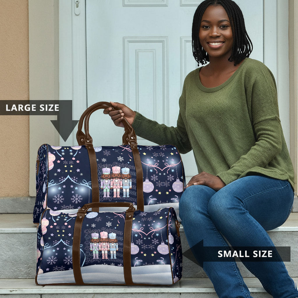 Black Nutcracker Magic Christmas Travel Bag African American Pastel Snowflake Winter
