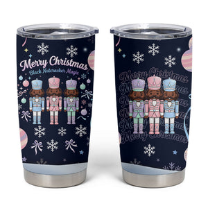 Black Nutcracker Magic Christmas Tumbler Cup African American Pastel Snowflake Winter