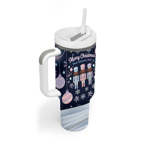 Black Nutcracker Magic Christmas Tumbler With Handle African American Pastel Snowflake Winter