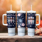 Black Nutcracker Magic Christmas Tumbler With Handle African American Pastel Snowflake Winter