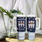 Black Nutcracker Magic Christmas Tumbler With Handle African American Pastel Snowflake Winter