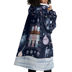 Black Nutcracker Magic Christmas Wearable Blanket Hoodie African American Pastel Snowflake Winter