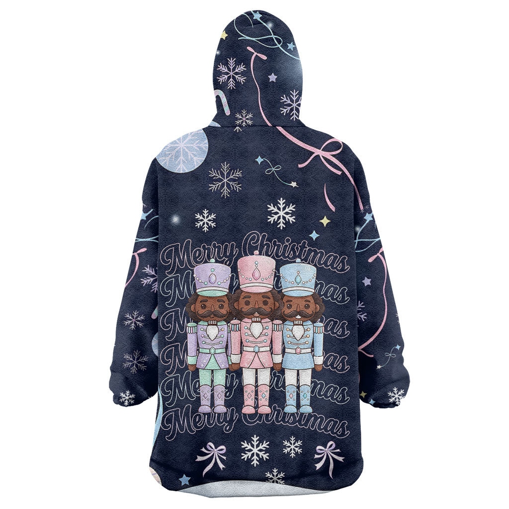 Black Nutcracker Magic Christmas Wearable Blanket Hoodie African American Pastel Snowflake Winter