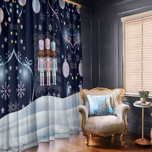 Black Nutcracker Magic Christmas Window Curtain African American Pastel Snowflake Winter