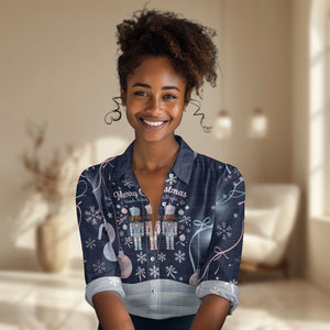 Black Nutcracker Magic Christmas Women Casual Shirt African American Pastel Snowflake Winter