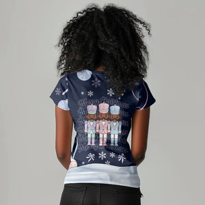 Black Nutcracker Magic Christmas Women V-Neck T-Shirt African American Pastel Snowflake Winter
