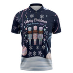 Black Nutcracker Magic Christmas Zipper Polo Shirt African American Pastel Snowflake Winter