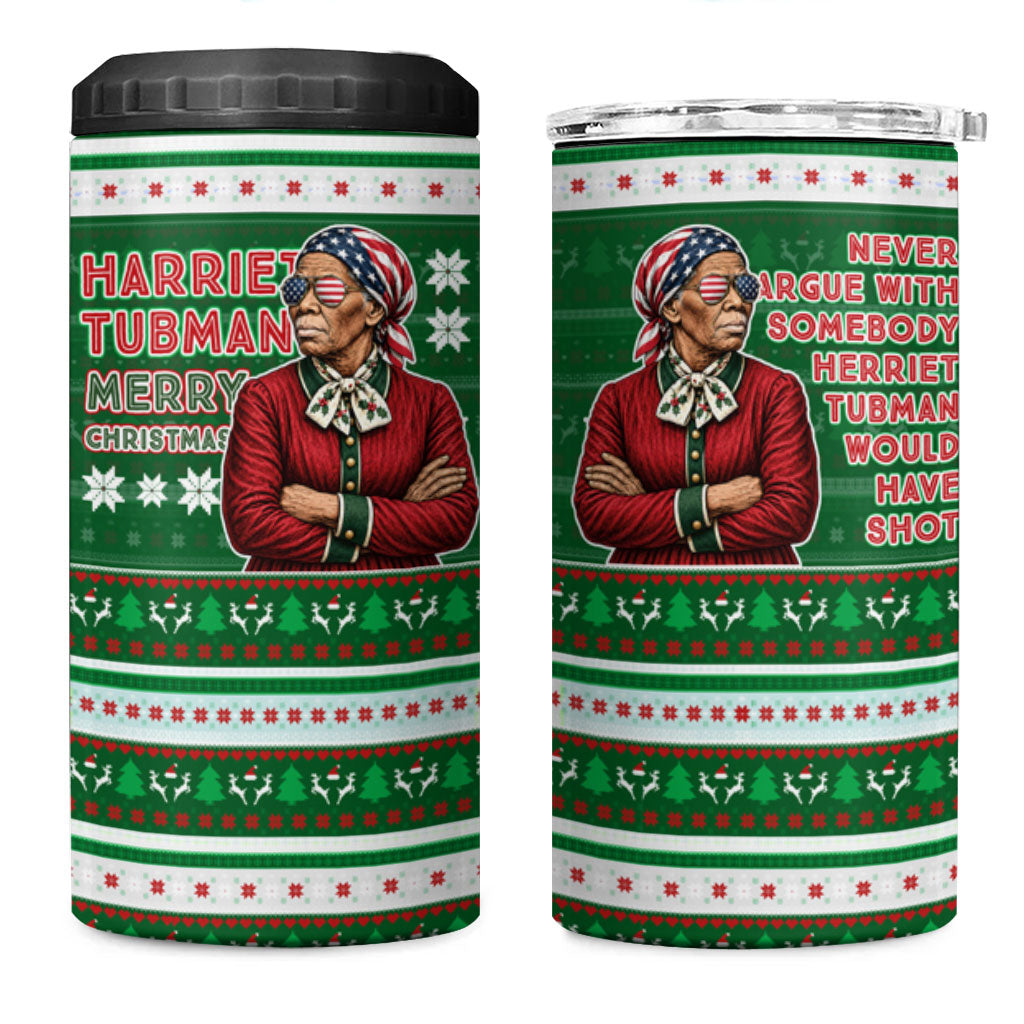 Harriet Tubman Christmas 4 in 1 Can Cooler Tumbler Pattern African American