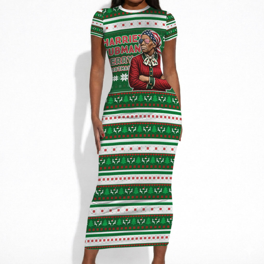 Harriet Tubman Christmas Short Sleeve Bodycon Dress Pattern African American
