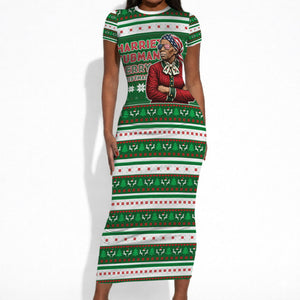 Harriet Tubman Christmas Short Sleeve Bodycon Dress Pattern African American
