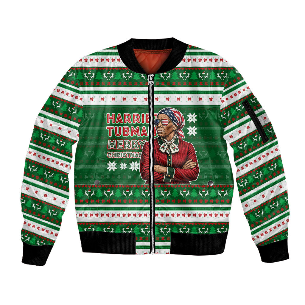 Harriet Tubman Christmas Sleeve Zip Bomber Jacket Pattern African American