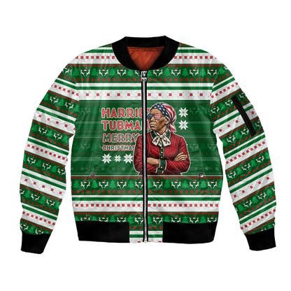 Harriet Tubman Christmas Sleeve Zip Bomber Jacket Pattern African American