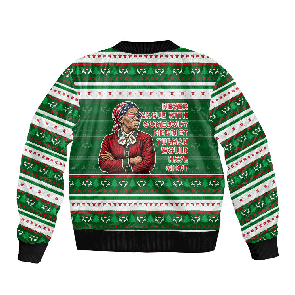 Harriet Tubman Christmas Sleeve Zip Bomber Jacket Pattern African American