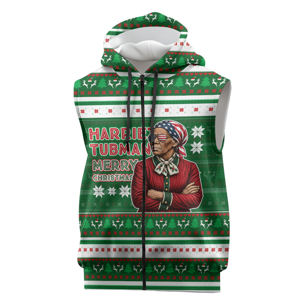Harriet Tubman Christmas Sleeveless Zip Hoodie Pattern African American