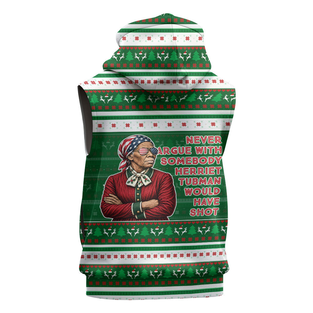 Harriet Tubman Christmas Sleeveless Zip Hoodie Pattern African American