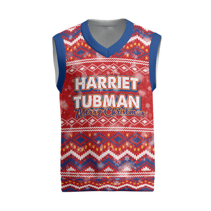 Harriet Tubman Christmas Knitted V-Neck Vest Pattern We Out African American
