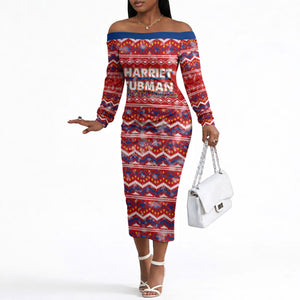 Harriet Tubman Christmas Off The Shoulder Long Sleeve Dress Pattern We Out African American