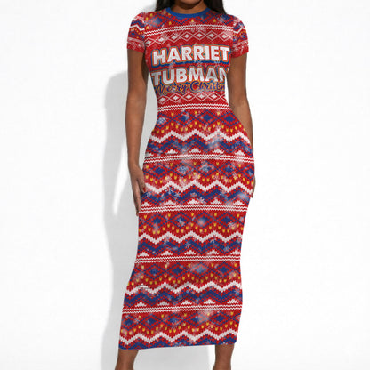 Harriet Tubman Christmas Short Sleeve Bodycon Dress Pattern We Out African American