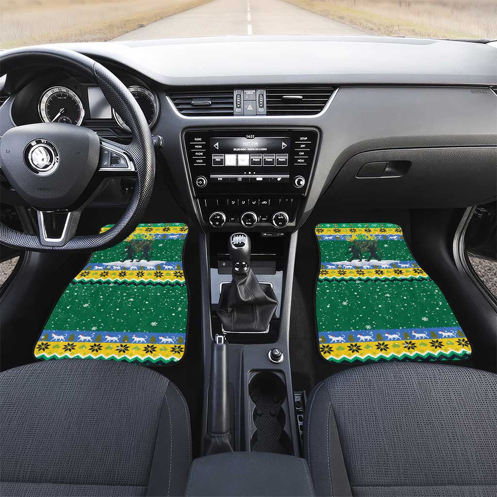 Gabon Christmas Car Mats Black Panthers Carrying Tree and Snowflake - African Pride